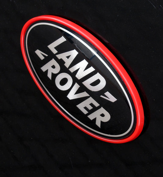Black & Silver Badge on Red Plinth for Range Rover Evoque