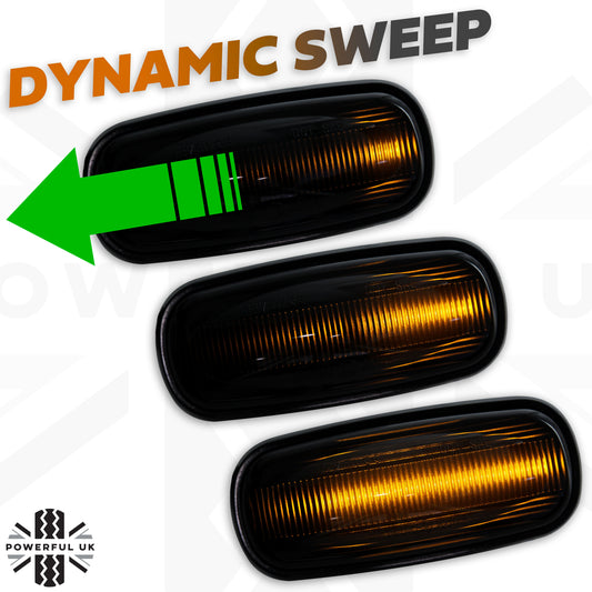 Side Repeaters (Pair) - LED - Smoked - Dynamic Sweep for Land Rover Discovery 2