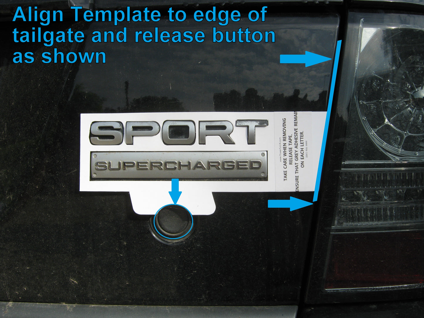 SUPERCHARGED & SPORT tailgate badge for Range Rover - Silver