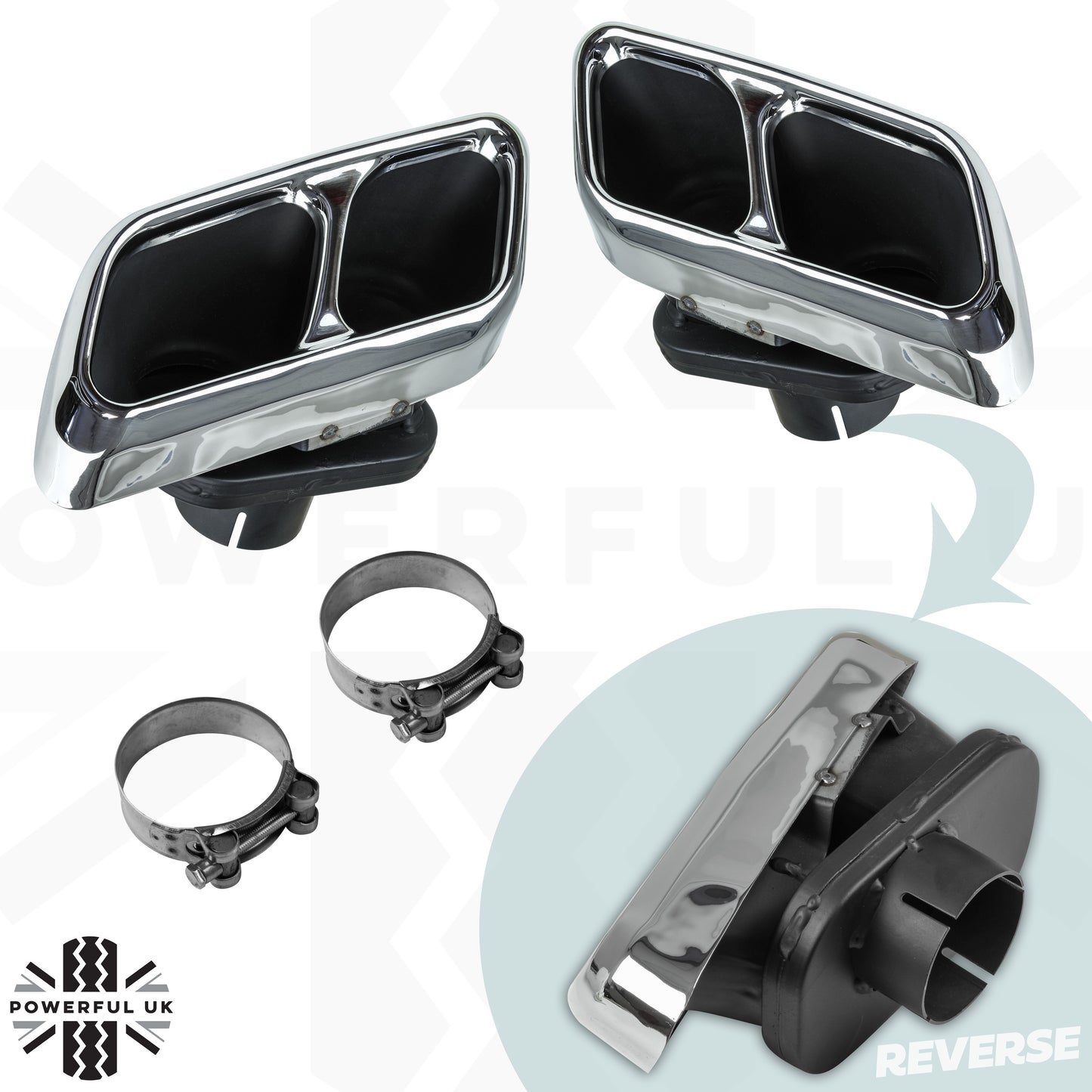 '2018 SVR' Style Exhaust Conversion Finishers for Range Rover Sport L494 2014-17 - Stainless