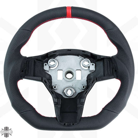 Steering Wheel - Non-Heated - Sports Grip - Red Stitch - for Tesla Model 3