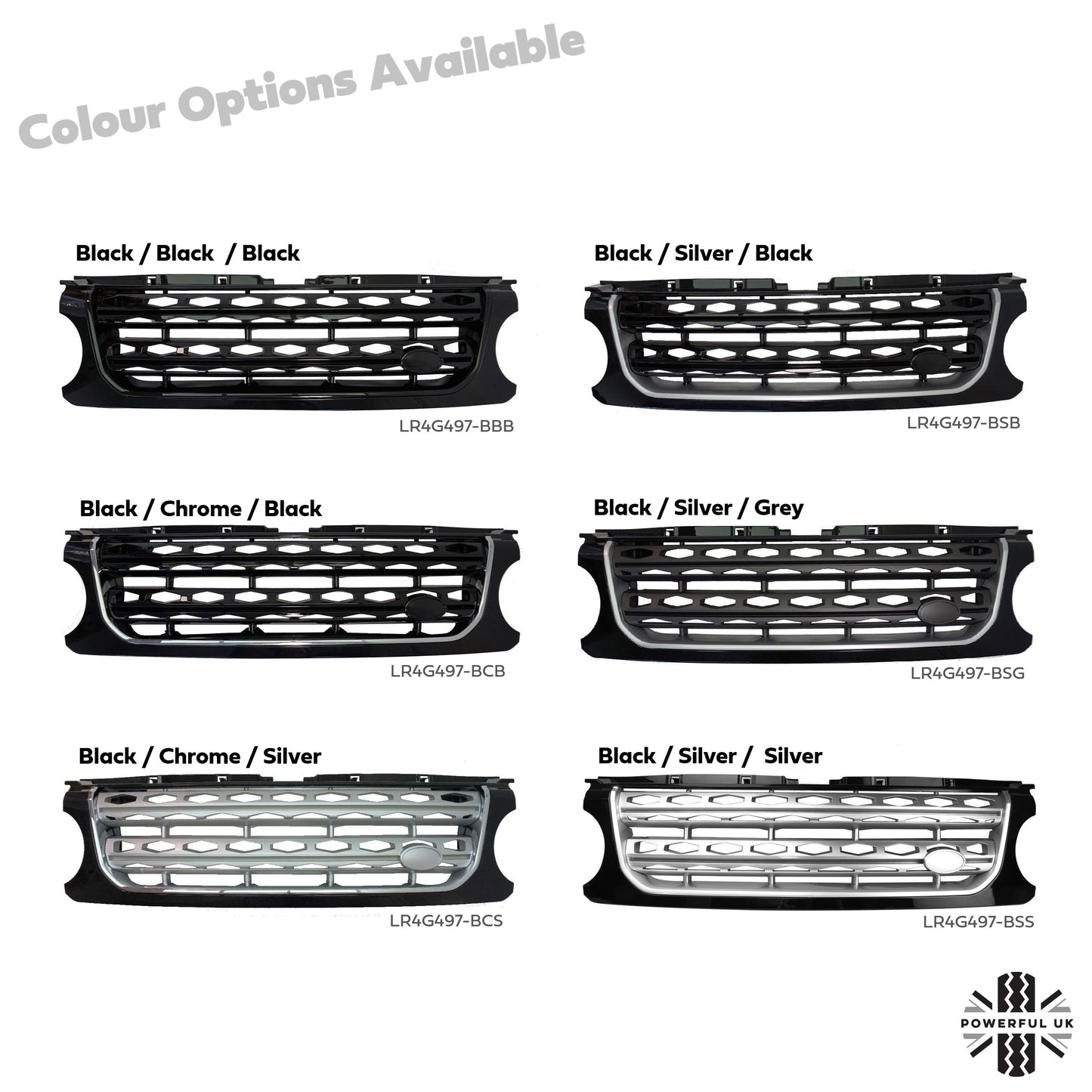 Front Grille "facelift look" - Black / Silver / Grey - for early Land Rover Discovery 4