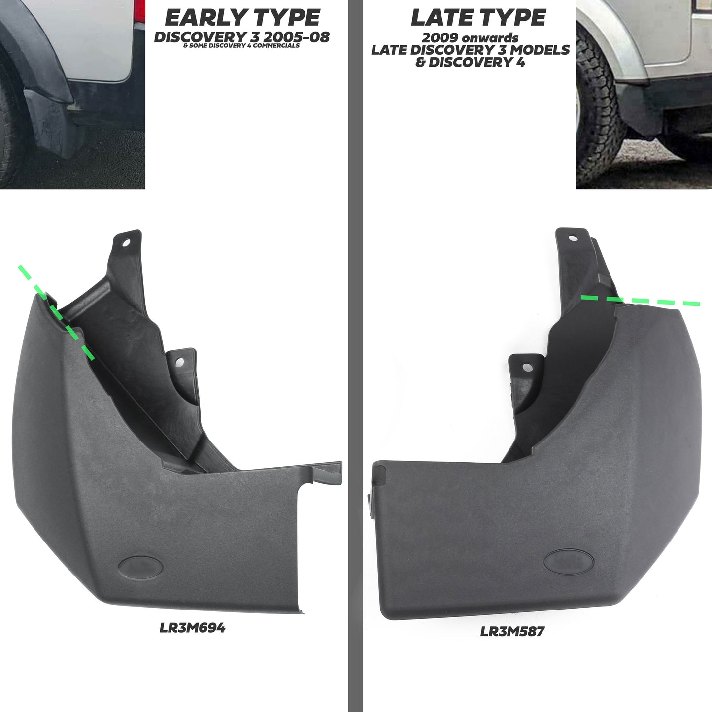 Front & Rear Mudflap Kit for Land Rover Discovery 3/4 - Late Type (2009+)
