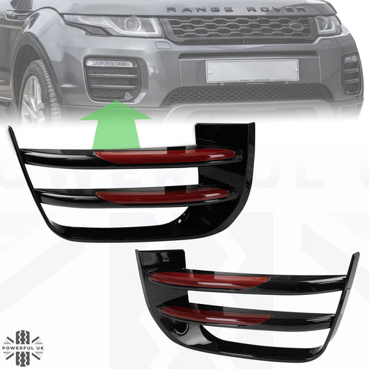 Black Front fog Surrounds wih Red Inserts for Range Rover Evoque SE & HSE (2016-19)
