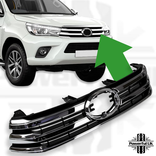 Front Grille - Smooth Chrome - for Toyota Hilux Mk8 Revo (2016+)