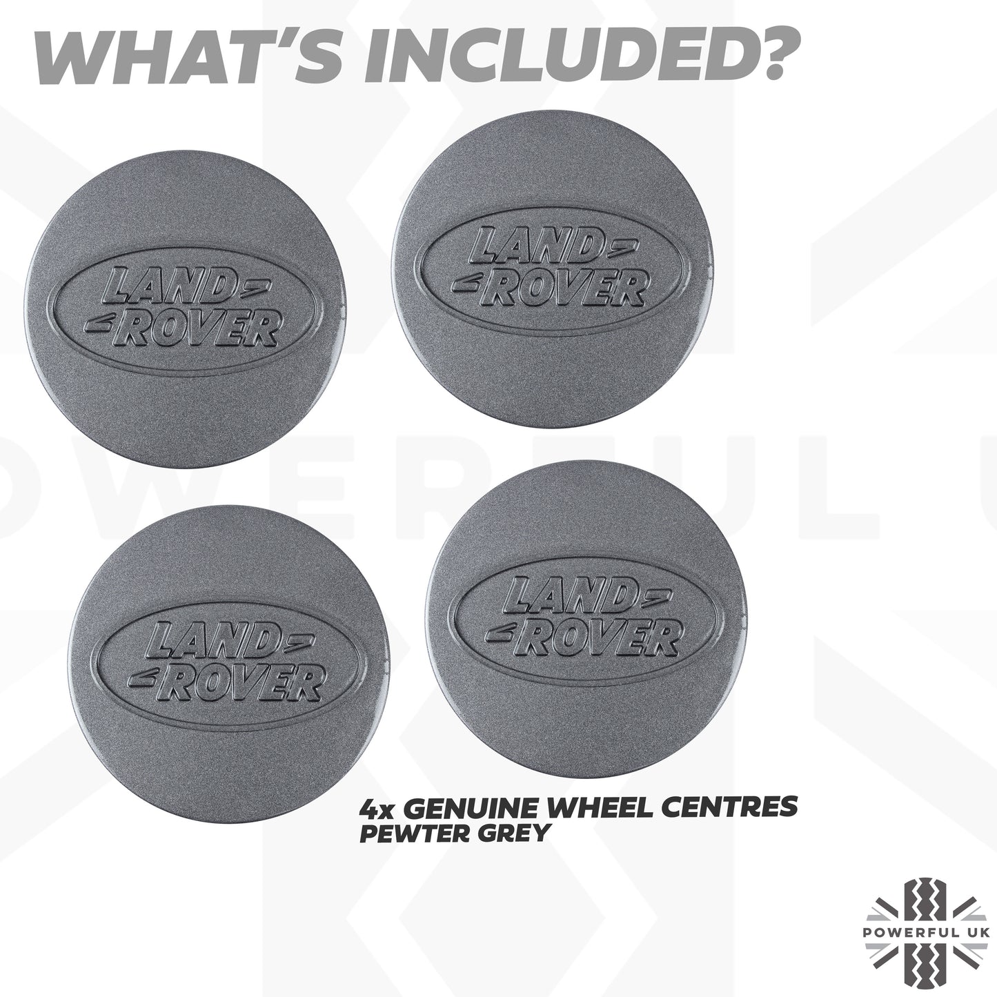 Genuine 4x Alloy Wheel Centre Caps for Land Rover Discovery 1 - Pewter Grey