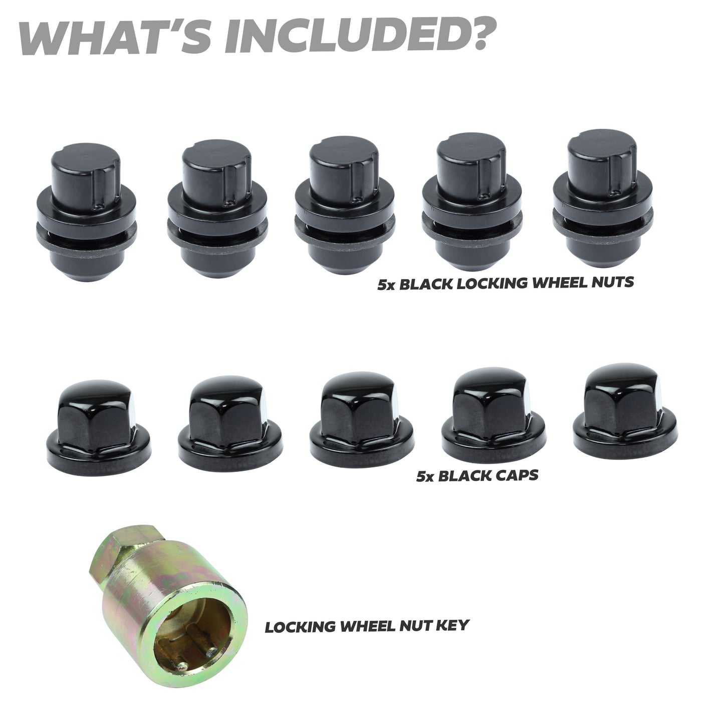Locking Wheel Nut Kit for Land Rover Discovery 1 Alloy Wheels - Black
