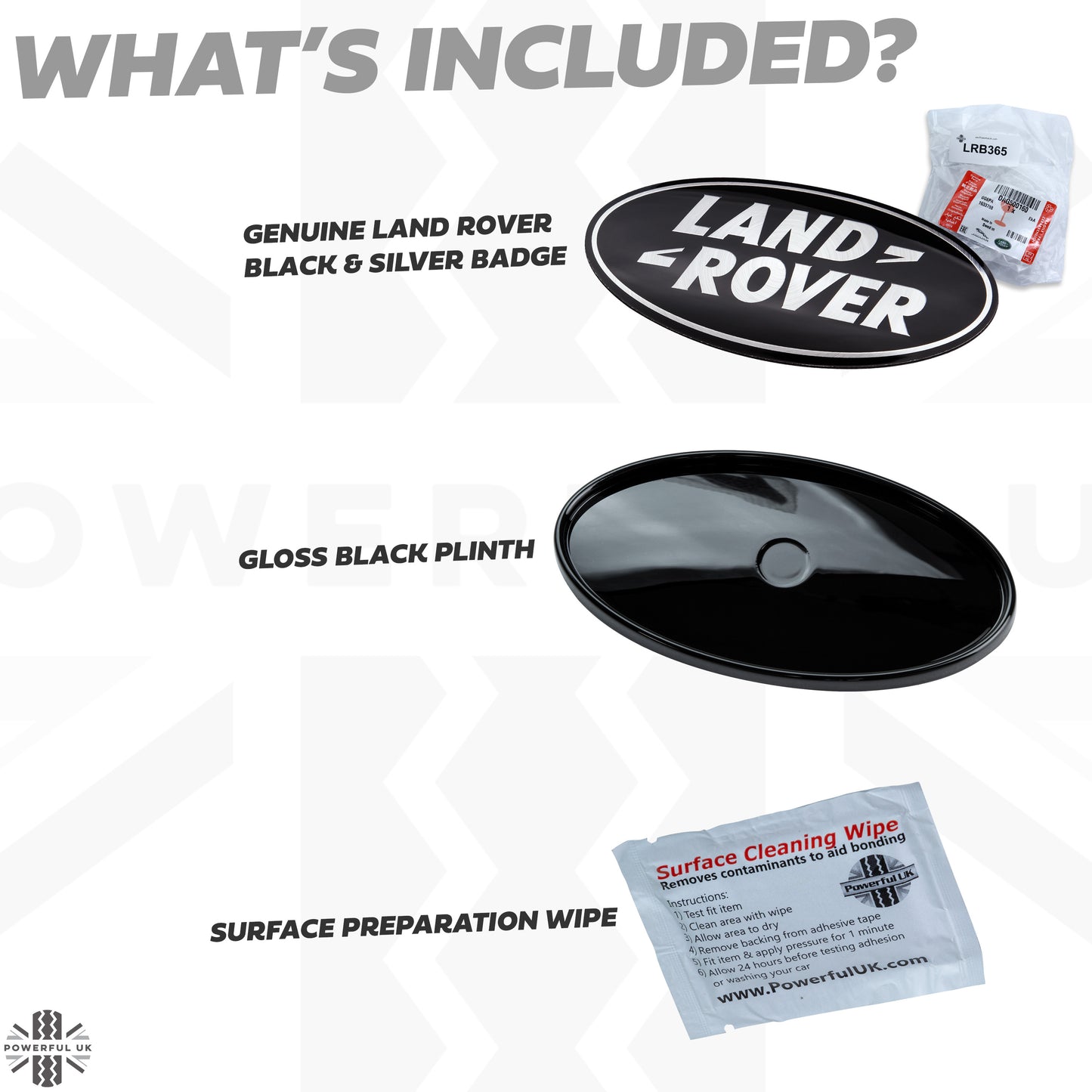 Black & Silver Badge on Gloss Black Plinth for Range Rover Sport L320