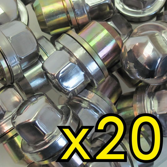 Silver Alloy Wheel Nuts 20pc (Capped Type) for Land Rover Discovery 1 - Alloy wheel type