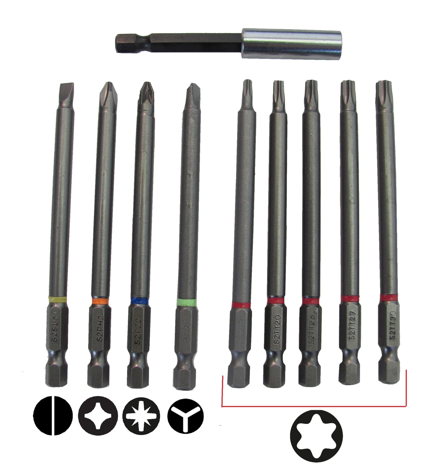 10 Piece Extended Screwdriver Bit Set