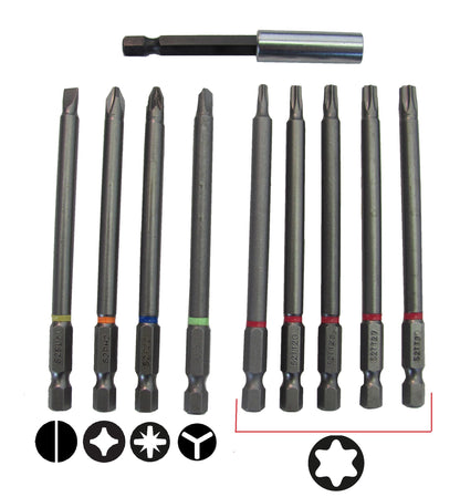 10 Piece Extended Screwdriver Bit Set