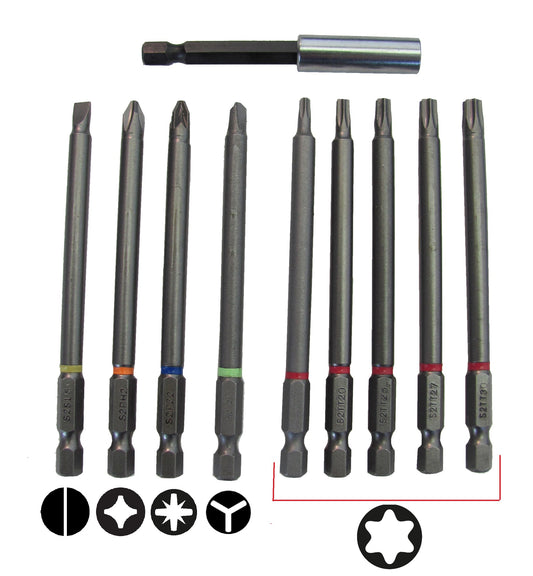 10 Piece Extended Screwdriver Bit Set