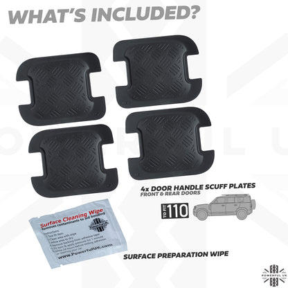 Chequer Plate Door Handle Scuff Plates (4pc) for Land Rover Defender L663 110/130 (4 door)