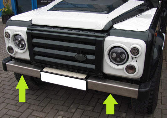 Front Bumper - Brushed Stainless Steel - for Land Rover Defender