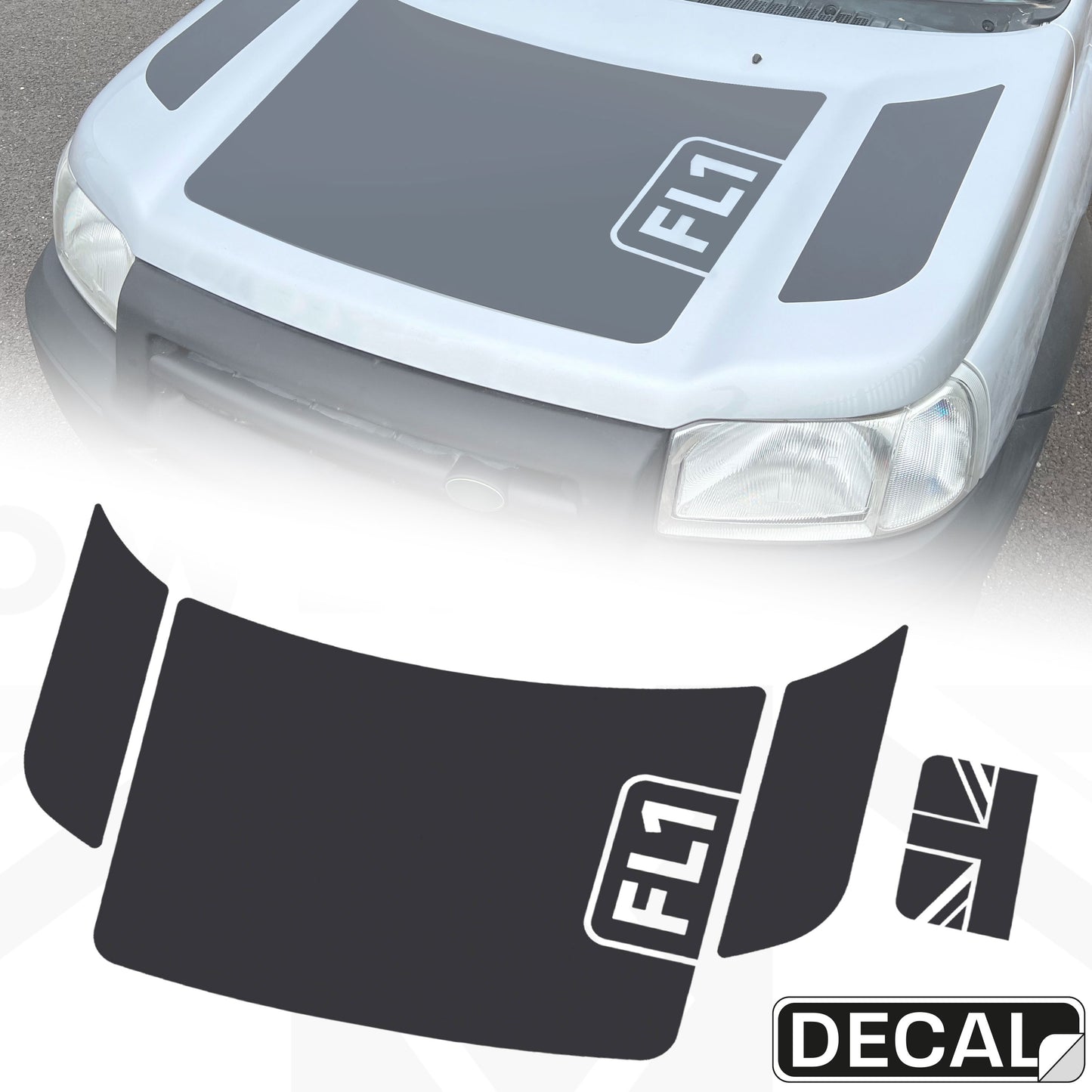 Bonnet Decal Set - FL1 & Union Jack Inserts - for Land Rover Freelander 1