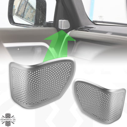 Door Speaker Covers x2 - Silver - for Land Rover Defender L663