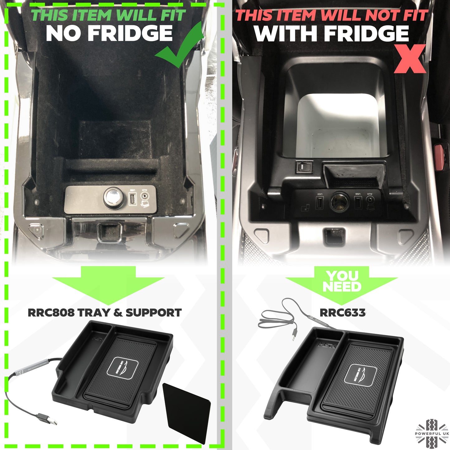 Wireless phone charging tray for Range Rover Sport L494  2014-17 (for vehicles with NO fridge)