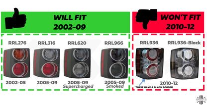 Replacement Rear Light Lens for Range Rover L322 Early type (2002-09) - LEFT LH