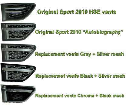 Side Vents - Black/Black/Black for Range Rover Sport 2010
