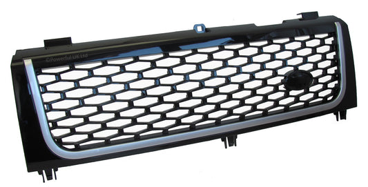 "Autobiography Style" Grille for Range Rover L322 2002-05 (with Square Headlights) - Black Silver Black