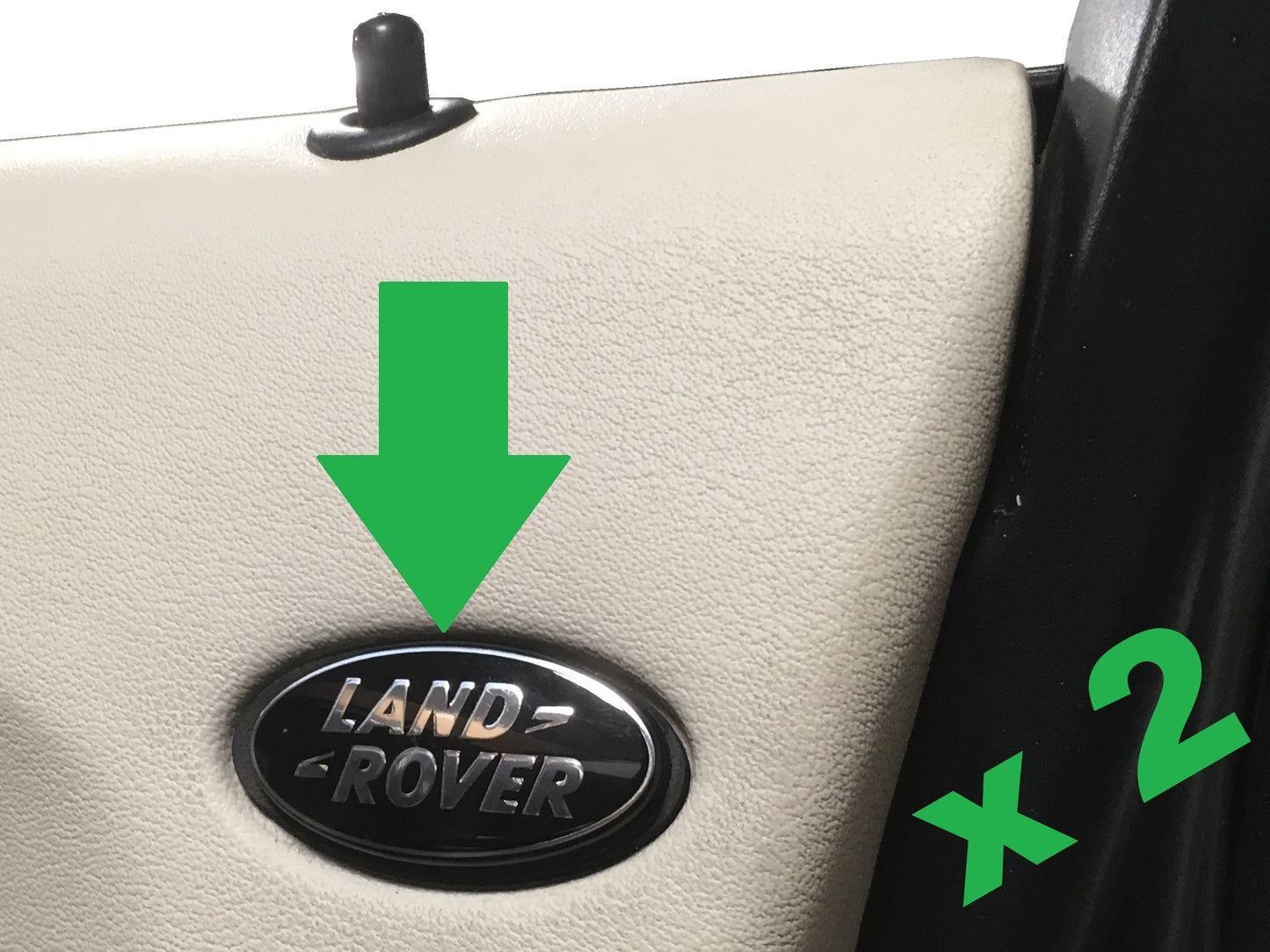 Interior Black & Silver Door Card Badges (pair) for Land Rover Discovery 3