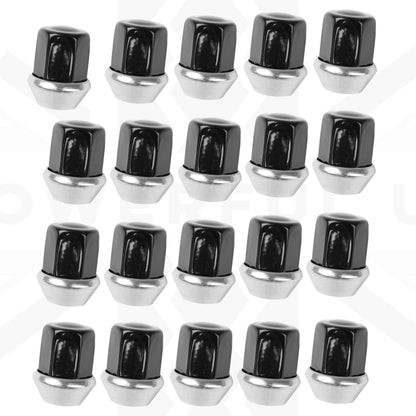 20x Black Alloy Wheel Nuts for Range Rover Velar