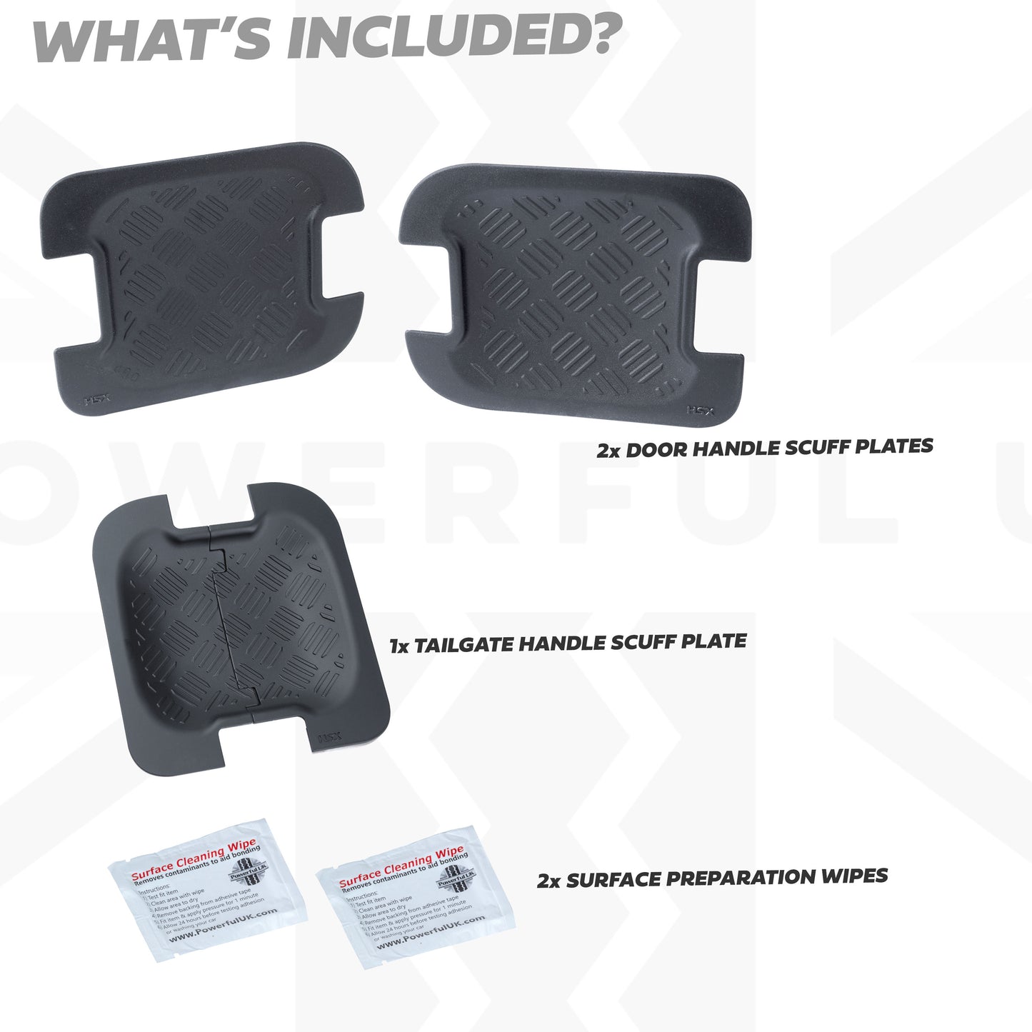 Chequer Plate Door + Tailgate Scuff Plate Kit (3pc) for Land Rover Defender L663 90 (2 door)