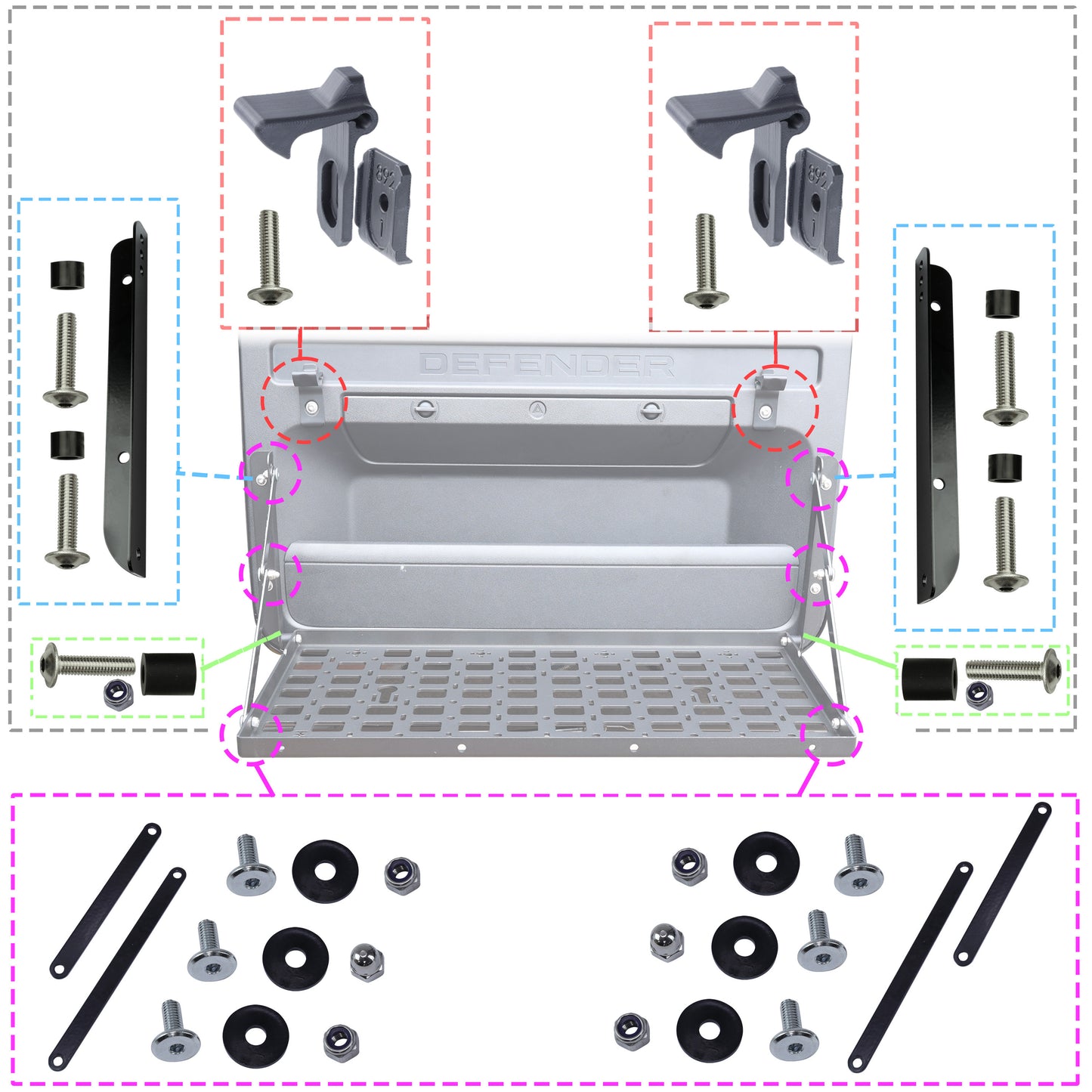Tailgate Folding Picnic TABLE KIT for Land Rover Defender L663 - Mix Design