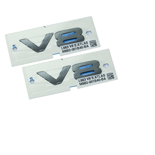 2x Genuine 'V8' Badge for Land Rover Defender L663 - Shadow Atlas