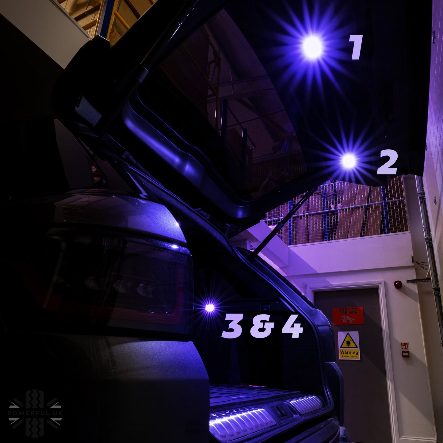 BLUE LED interior boot lamp upgrade for Land Rover Discovery 5 (4pc)