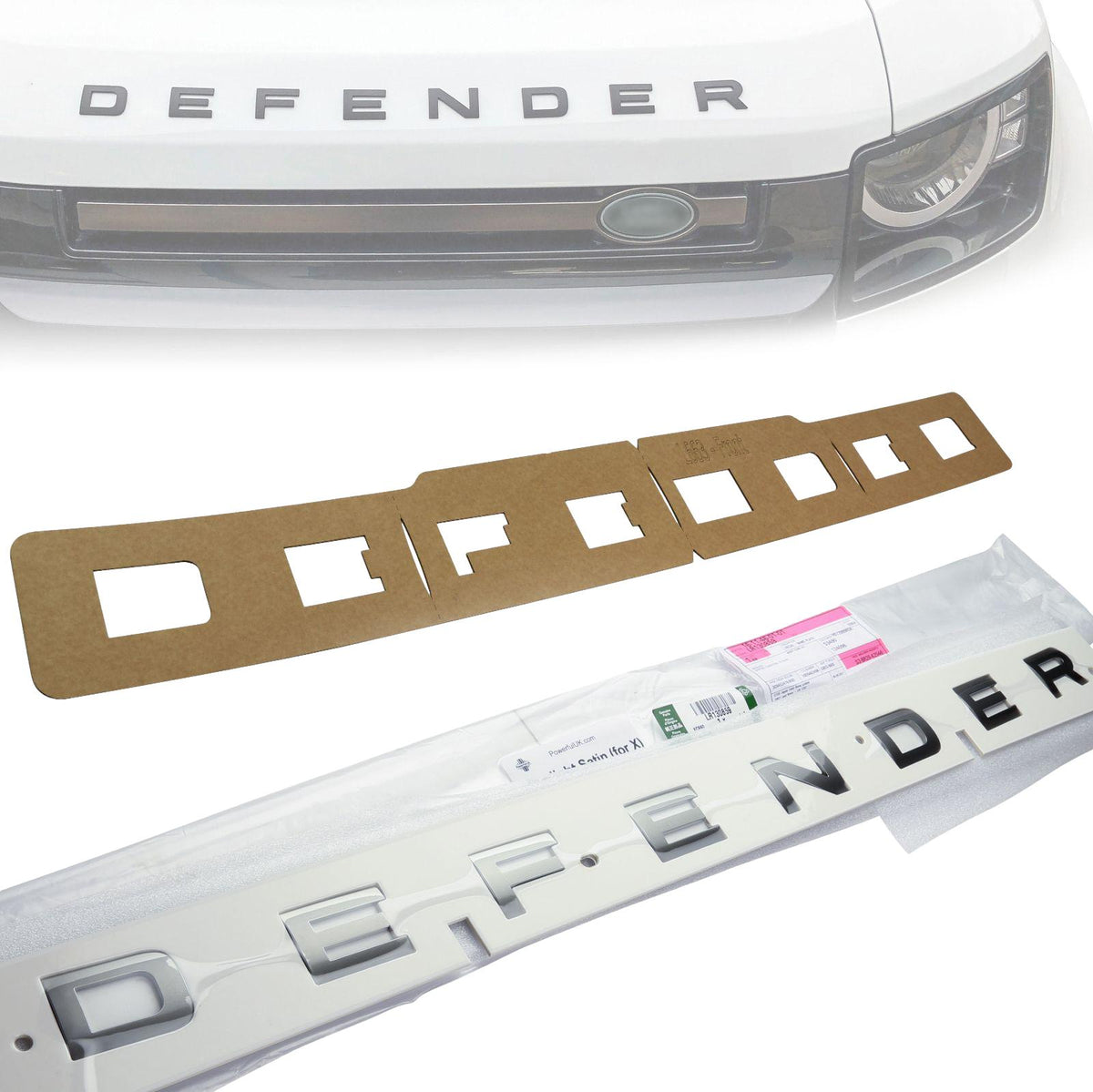 Bonnet Lettering - Starlight Satin Chrome - for Land Rover Defender L663