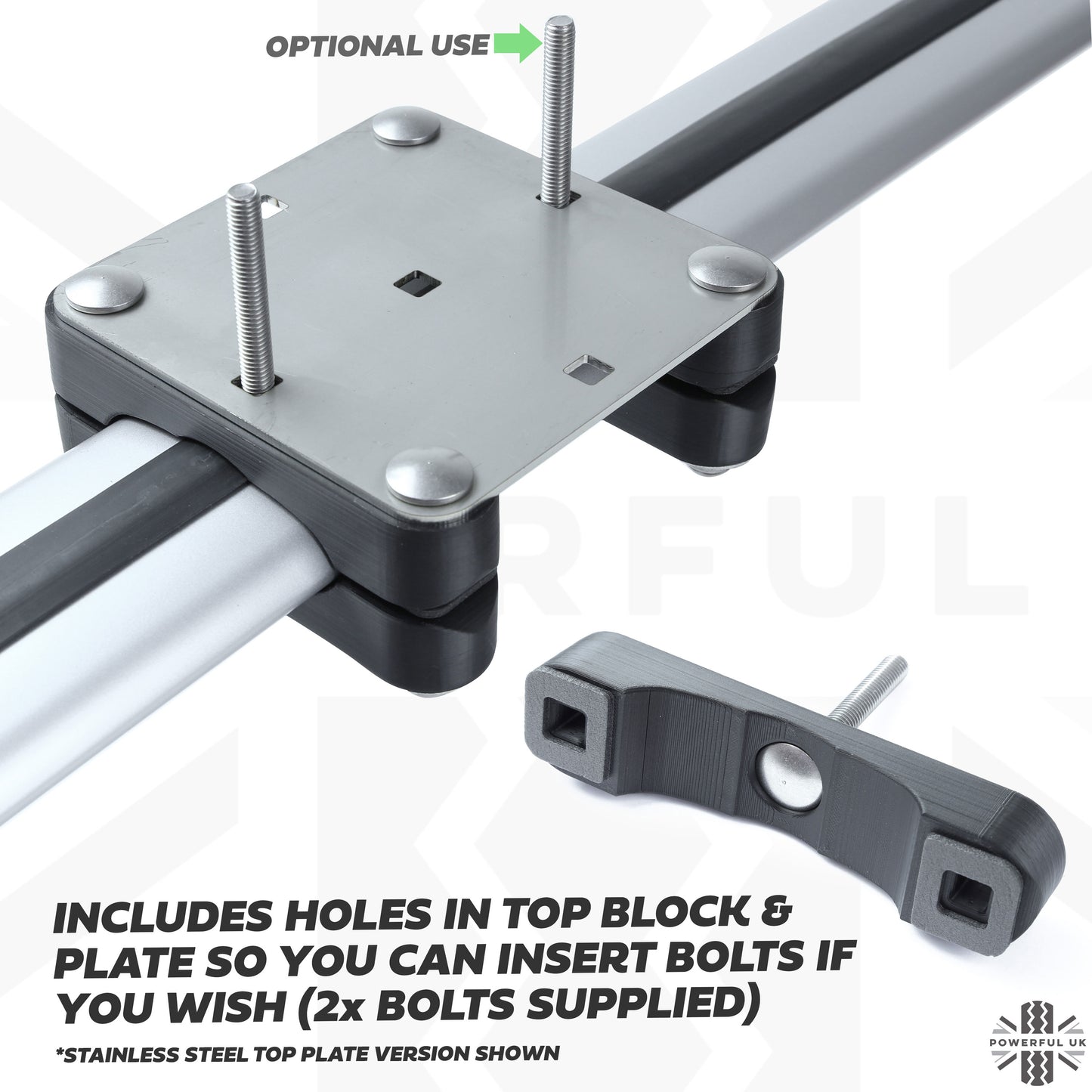 Roof Cross Bar Mount Clamp Kit for VW Transporter T5 & T6 Van - Kit A - Zinc Plated Top