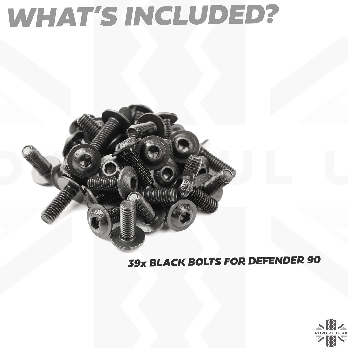 39pc Replacement Door Bolt Kit for Land Rover Defender L663 2 door (90) - Black