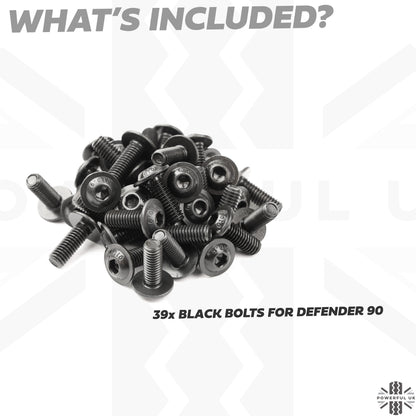 39pc Replacement Door Bolt Kit for Land Rover Defender L663 2 door (90) - Black