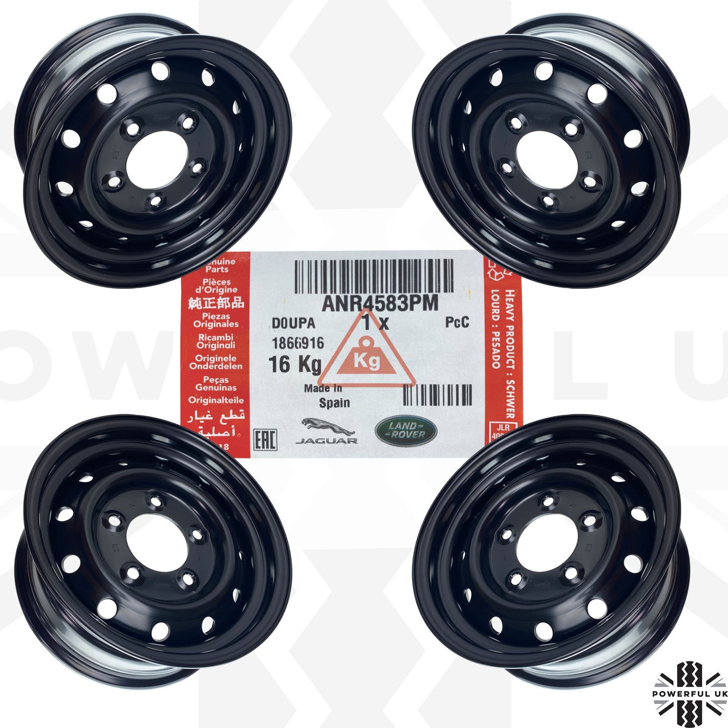 16" Heavy Duty Steel Wheels - Primer - Set of 4 for Classic Land Rover Defender