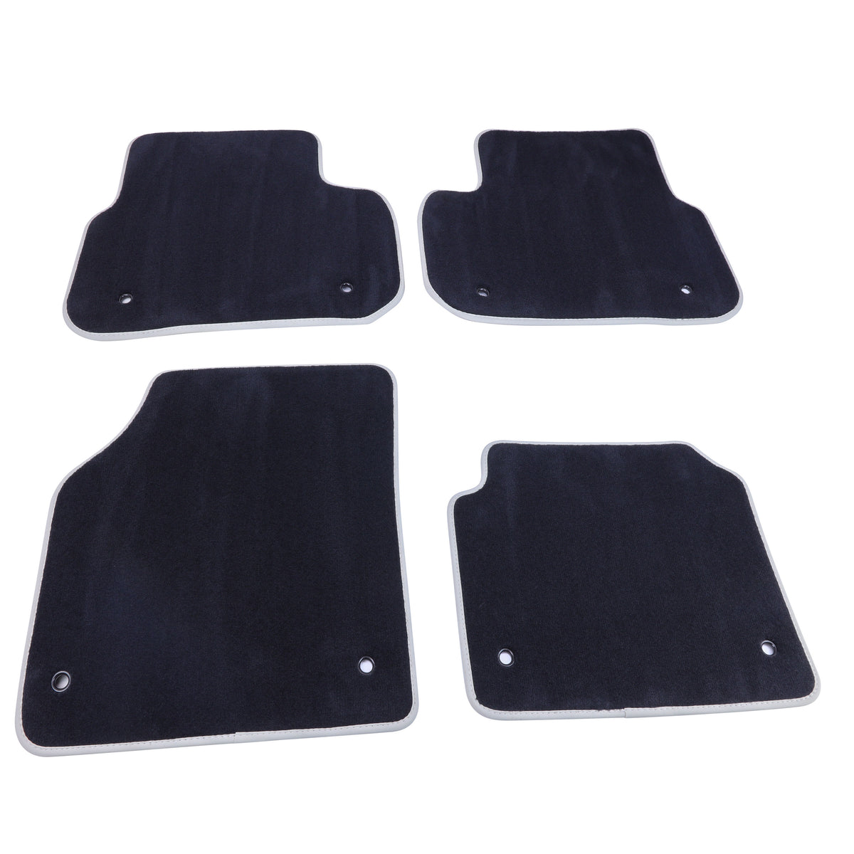 Carpet Floor Mat Set (Genuine) - RHD - for Land Rover Discovery Sport (2014-18) - Black with Ivory Leather Edge
