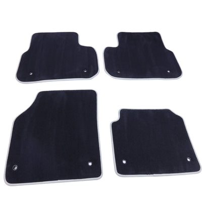 Carpet Floor Mat Set (Genuine) - RHD - for Land Rover Discovery Sport (2014-18) - Black with Ivory Leather Edge