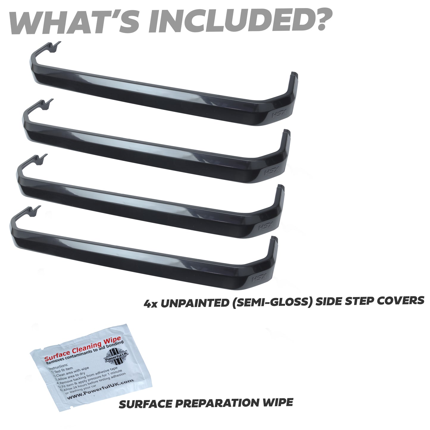 4x Side Step Covers (Smooth Finish) for Land Rover Defender L663 (110/130) - Semi-gloss Black