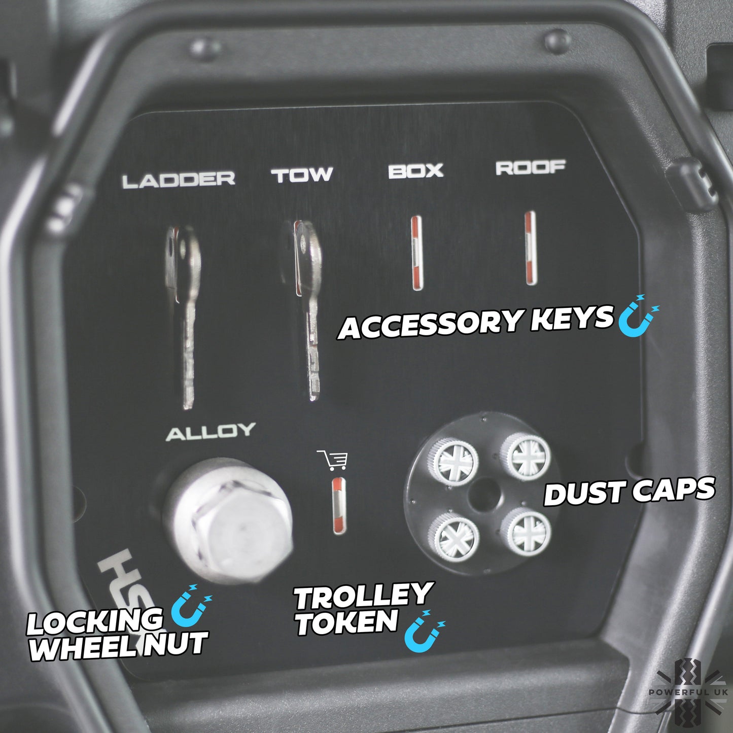 Cubby Box Key Organiser - ALLOY Wheel Type - for Land Rover Defender L663