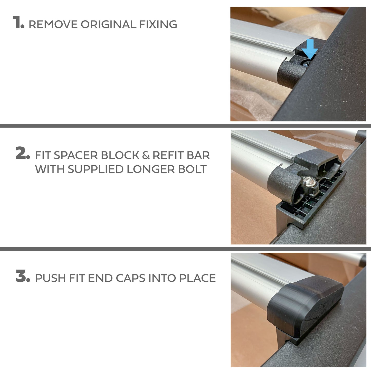 Roof Box Spacer/Fitting Kit for Land Rover Defender L663 Expedition Roof Rack (2025+ rack)