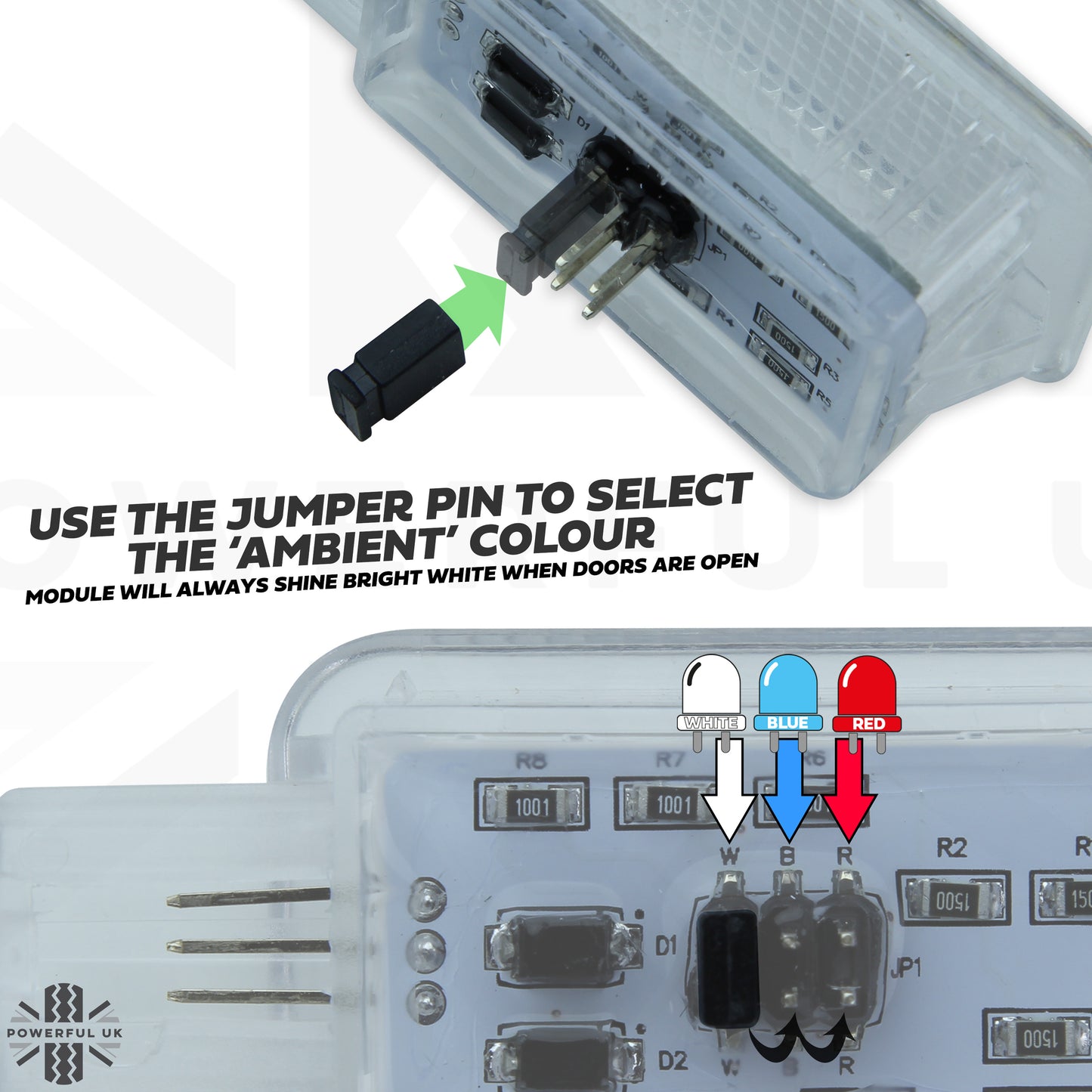 WHITE-RED-BLUE LED interior Footwell ambient lamp upgrade for Range Rover Sport L494  (2pc)