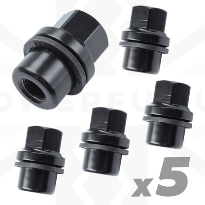Black Alloy Wheel Nuts 5pc kit for Range Rover Classic