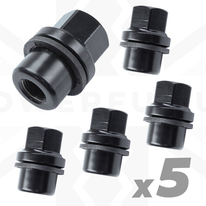 Black Alloy Wheel Nuts 5pc kit for Land Rover Classic Defender - Alloy wheel type
