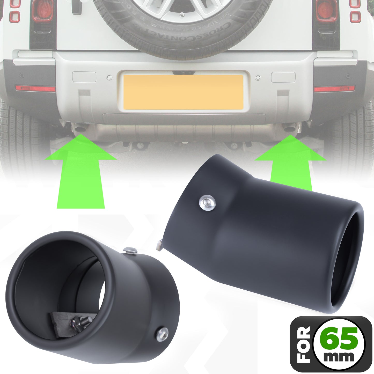 Exhaust Tips for Land Rover Defender L663 (for 65mm exhaust) - Cerakote Glacier Black