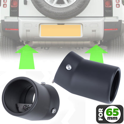 Exhaust Tips for Land Rover Defender L663 (for 65mm exhaust) - Cerakote Glacier Black