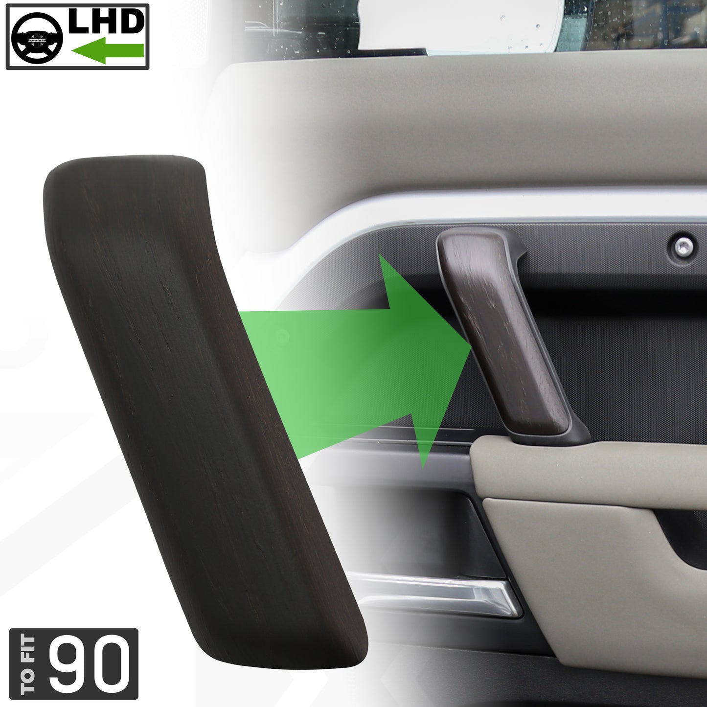 Interior Door Pull Finisher (Genuine) in Dark Oak for Defender L663 90 - LHD