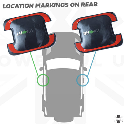 Chequer Plate Door Handle Scuff Plates (2pc) for Land Rover Defender L663 90 (2 door)