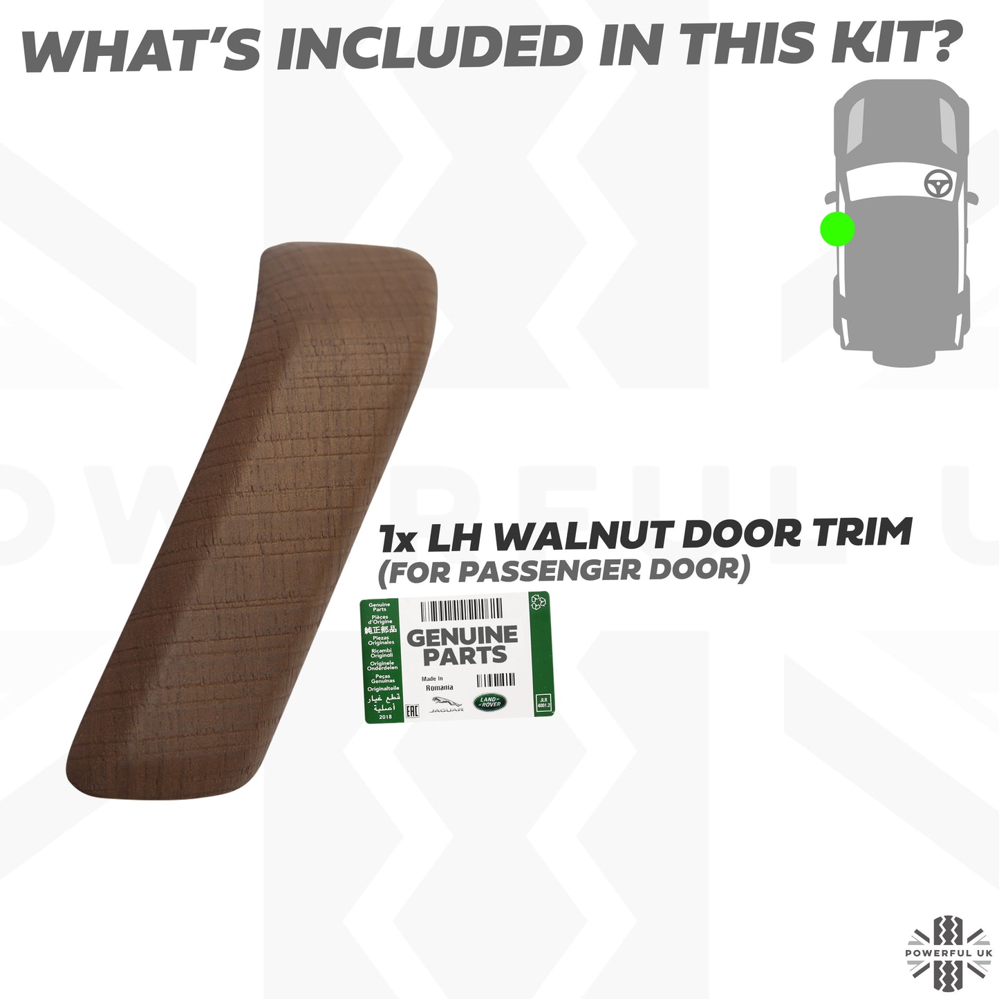 Interior Door Pull Finisher (Genuine) in Walnut for Defender L663 90 - RHD