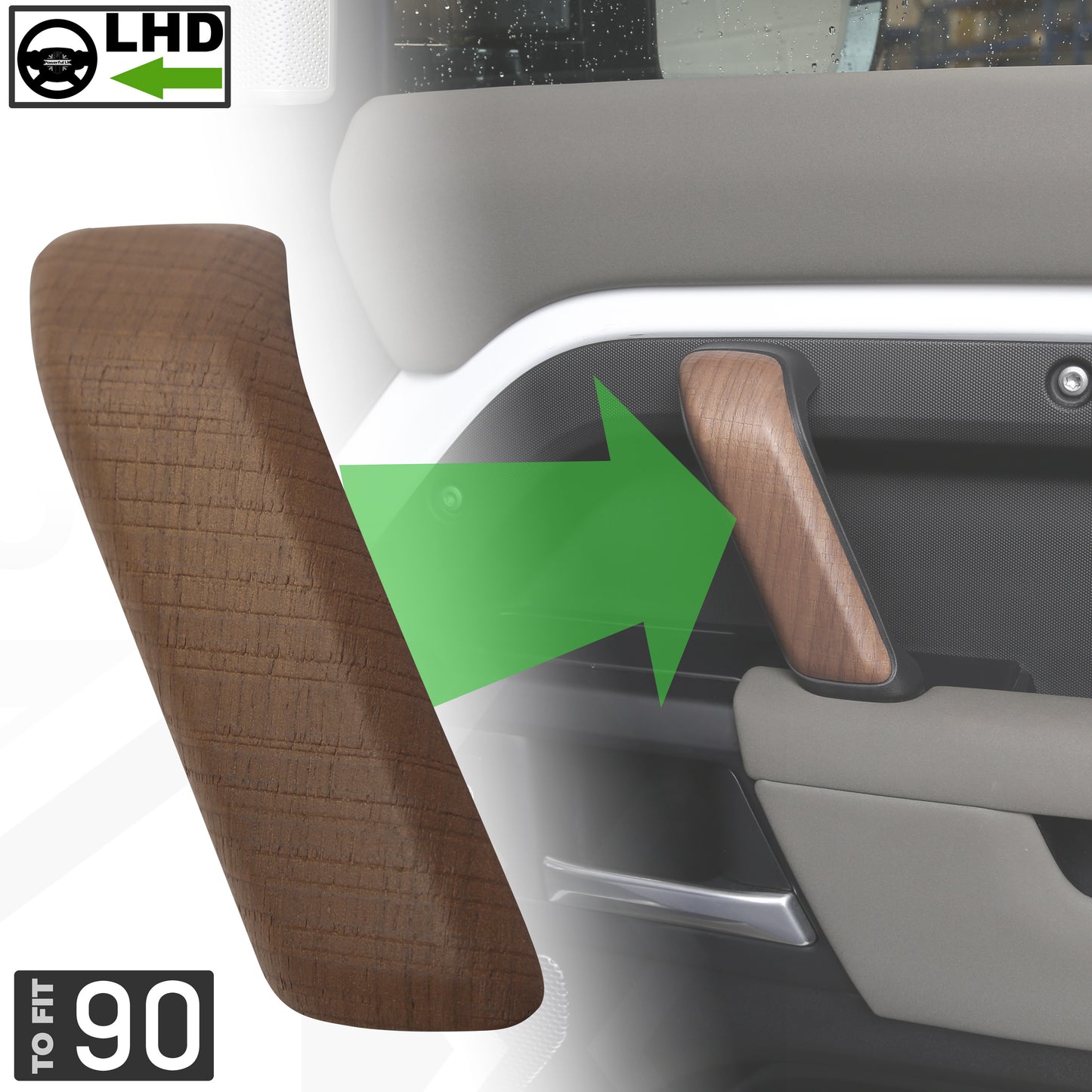 Interior Door Pull Finisher (Genuine) in Walnut for Defender L663 90 - LHD