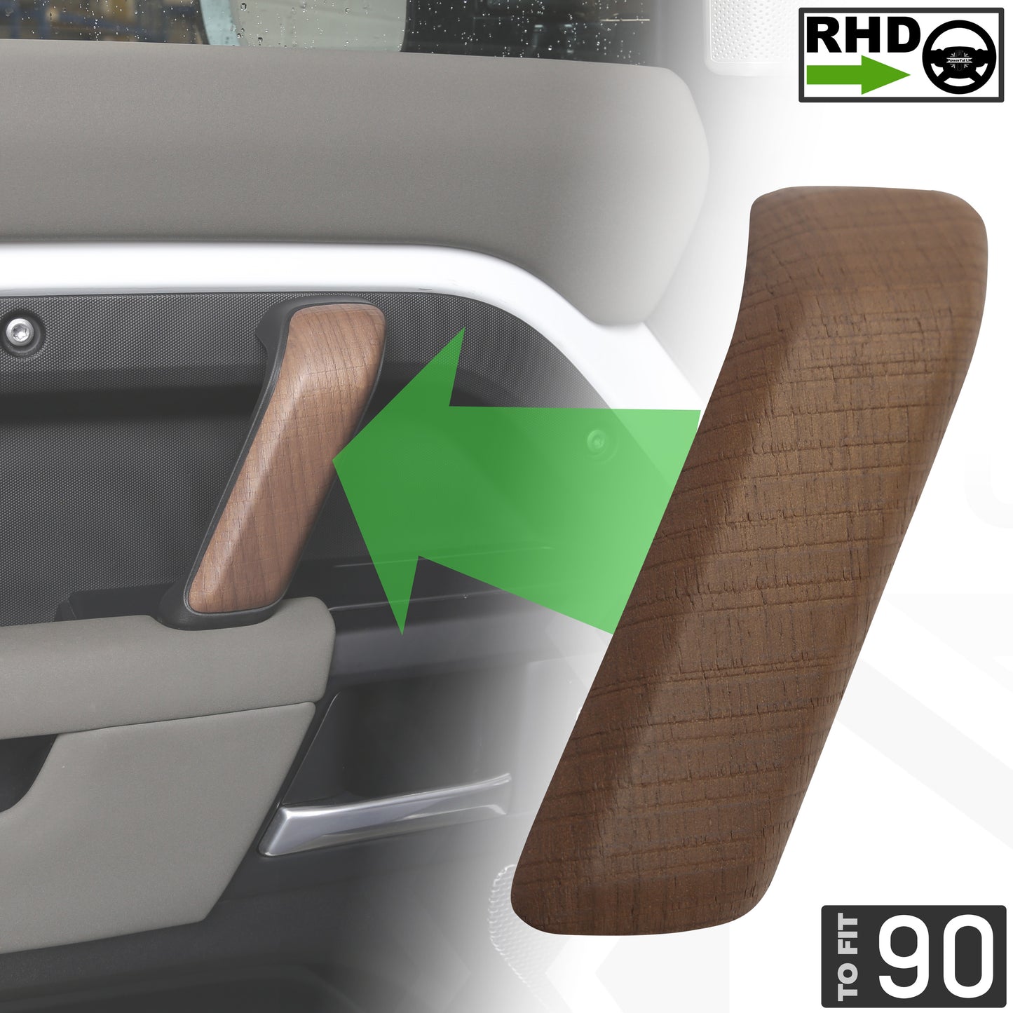 Interior Door Pull Finisher (Genuine) in Walnut for Defender L663 90 - RHD